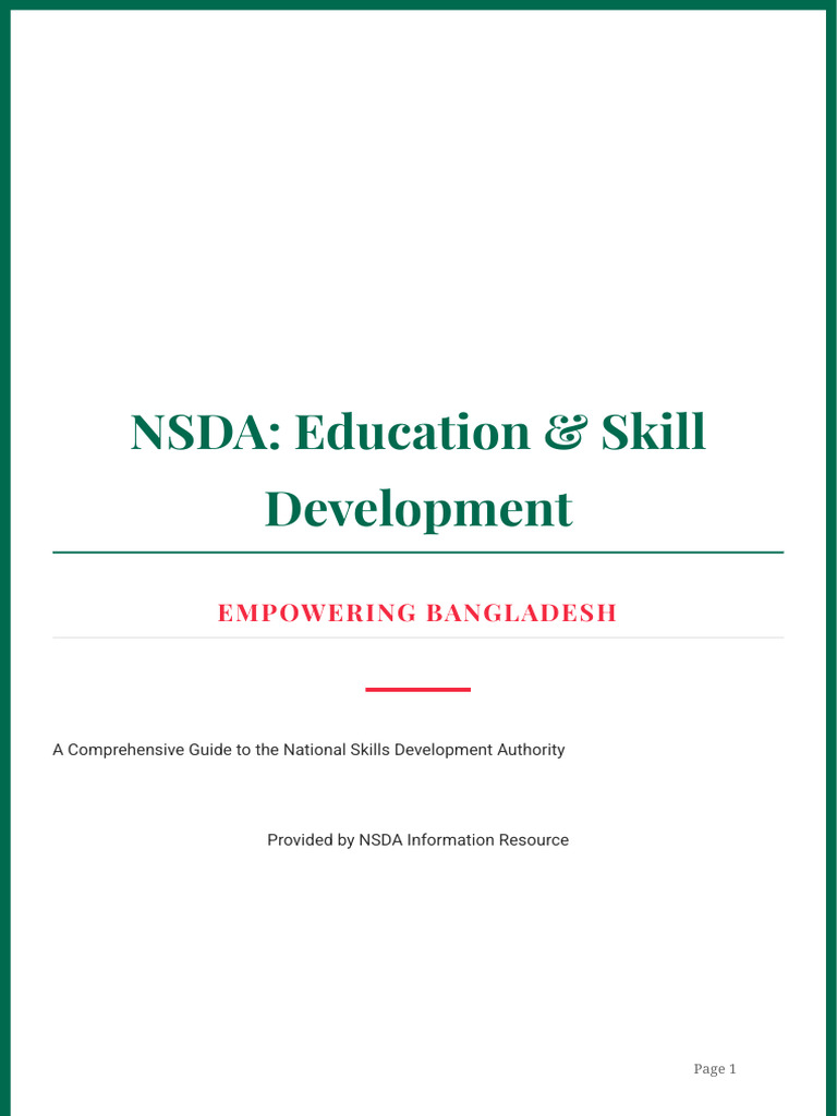 NSDA Education Skill Development in Bangladesh | PDF | Vocational ...