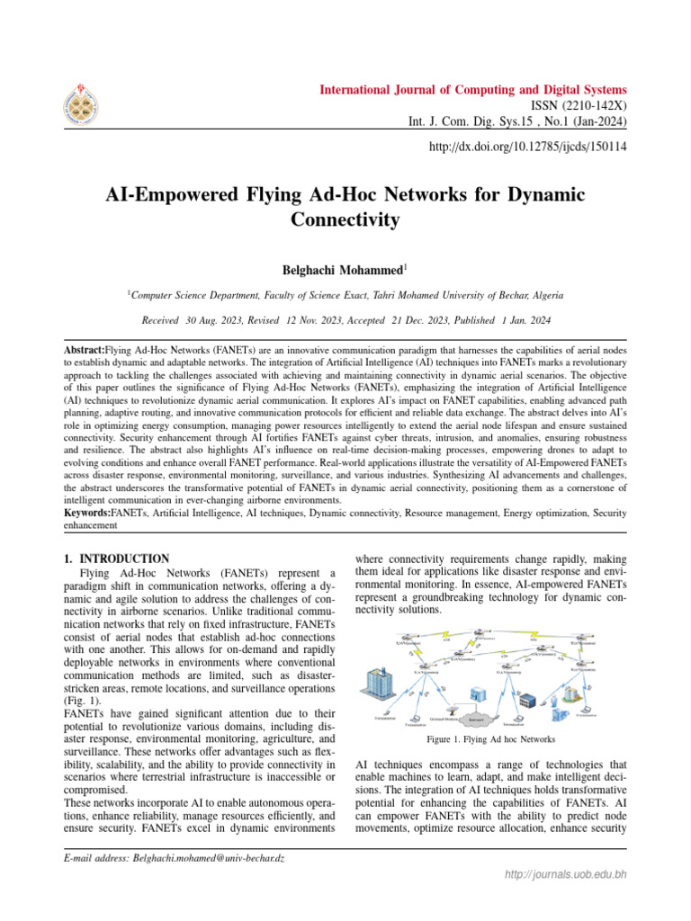 Z1. AI EMpowered FANETs for Dynamic Connectivity | PDF | Computer ...