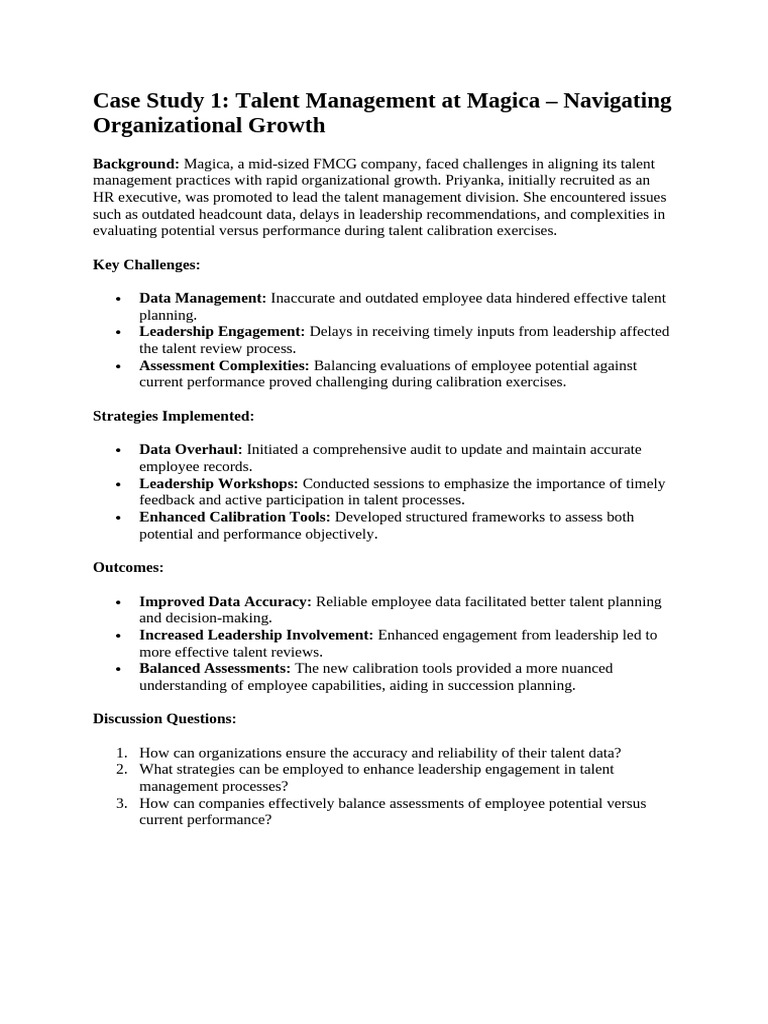 Case Study on Talent Management 1 | PDF