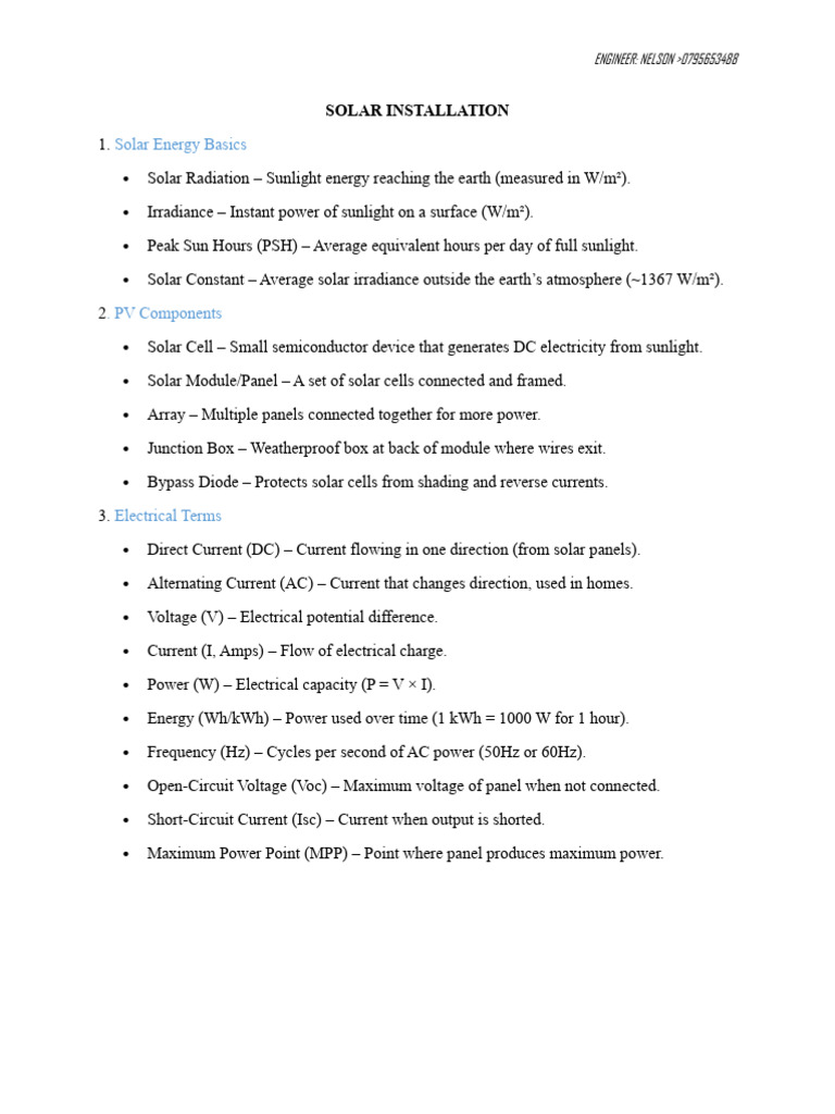 Solar Installation Notes | PDF | Photovoltaic System | Electrical Connector