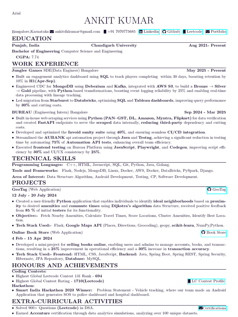 Ankit Resume D | PDF | Software | Computer Science