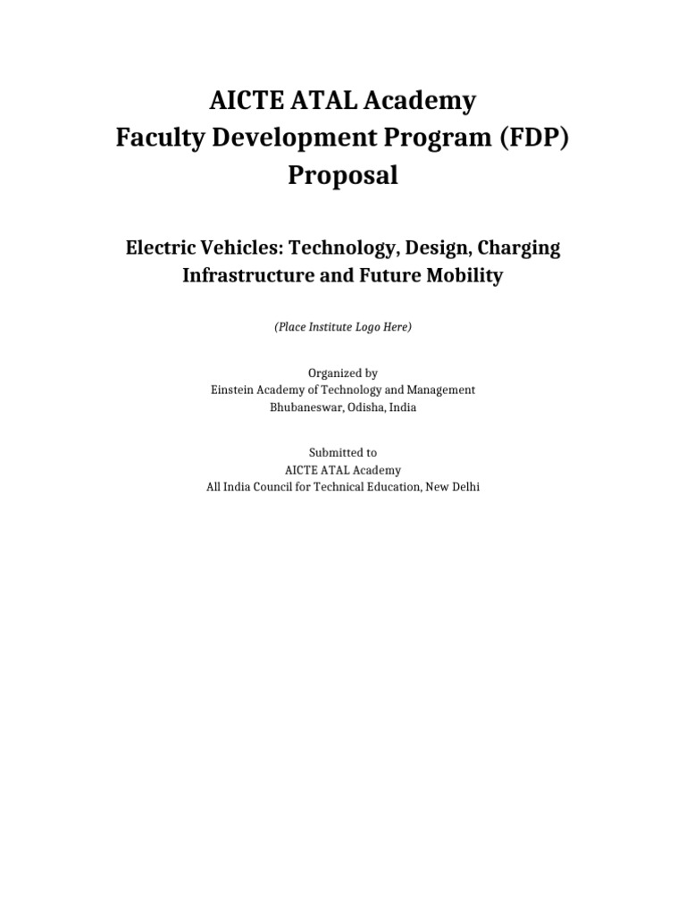ATAL FDP Electric Vehicles Full Proposal | PDF | Electric Vehicle ...