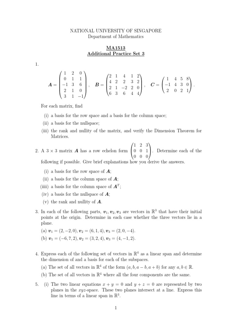 Additional Practice Set 3 | PDF | Mathematical Analysis | Linear Algebra