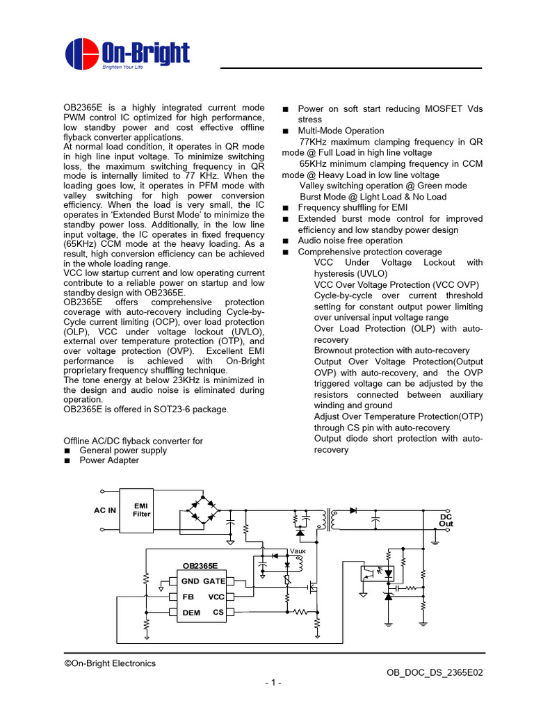 OB2365EMP | PDF | Power Supply | Diode