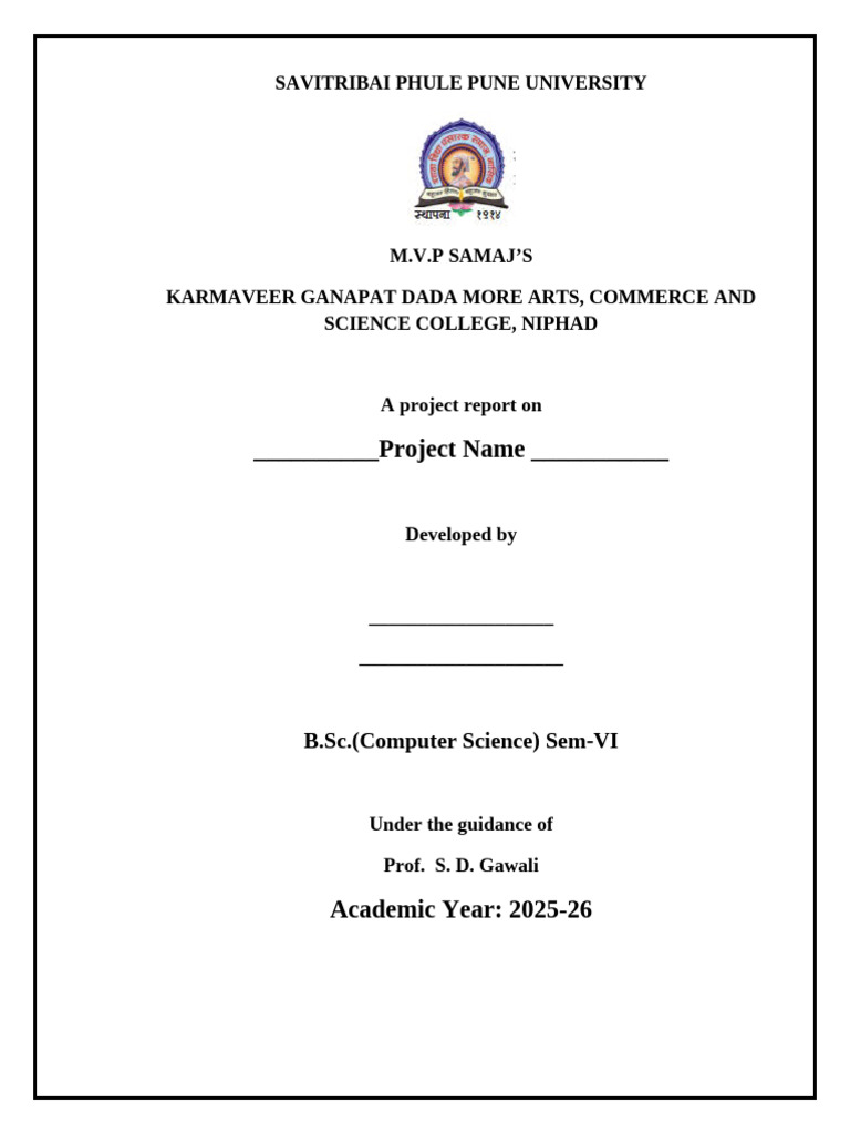 TYBSc CS Project Report Template | PDF | Computing | Software Engineering