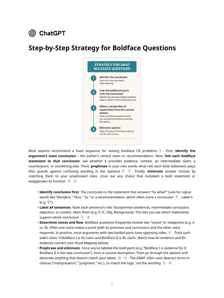 Step-By-Step Strategy for Boldface Questions | PDF | Argument ...