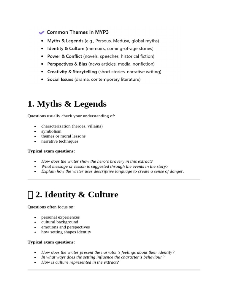 Themes for MYP | PDF | Narrative | Hero