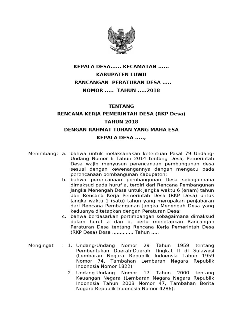 Contoh Rkp Desa | PDF