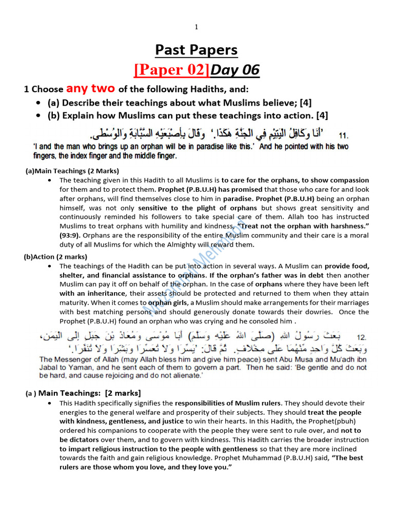 Paper 02 Pp Day 06 2026 | PDF | Prophets And Messengers In Islam | Umar
