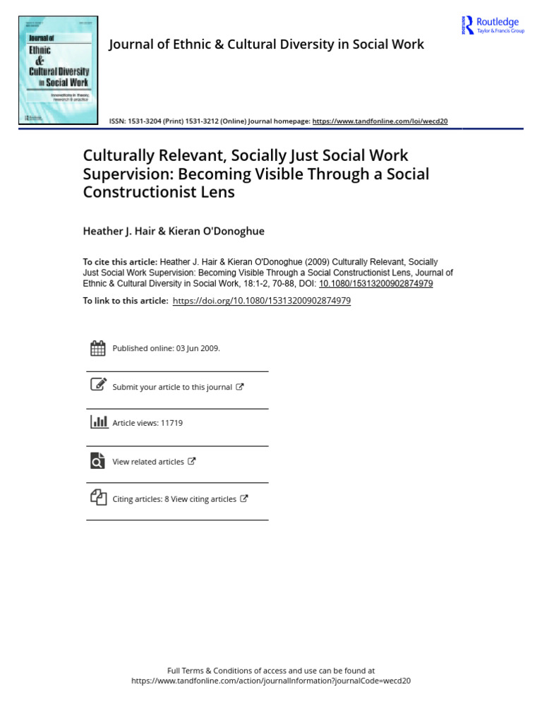 Culturally Relevant Socially Just Social Work Supervision Becoming ...
