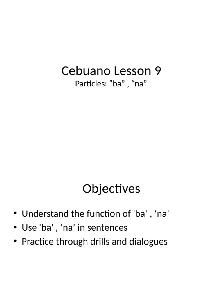 Cebuano Ba Lesson (1) | PDF