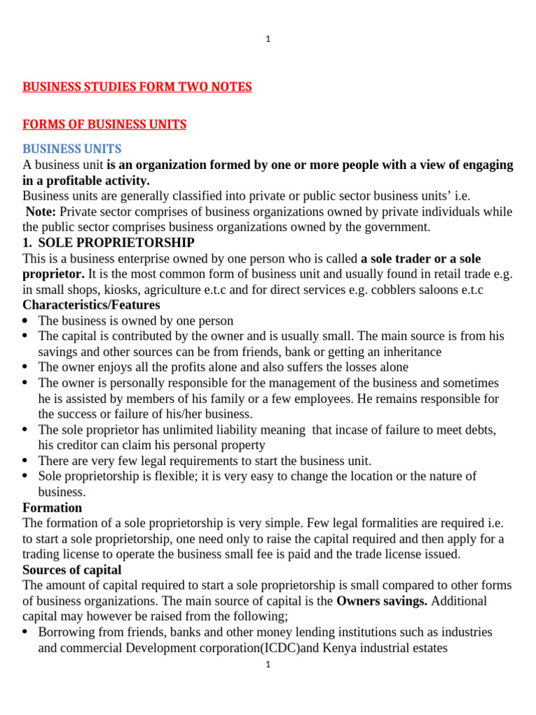 Business Studies Form 2 | PDF | Partnership | Stocks