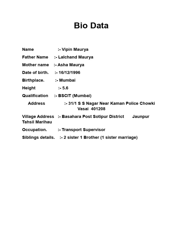 bio data (1) | PDF