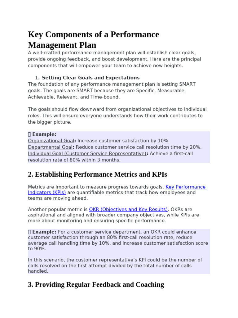 Key Components of a Performance Management Plan | PDF | Performance ...