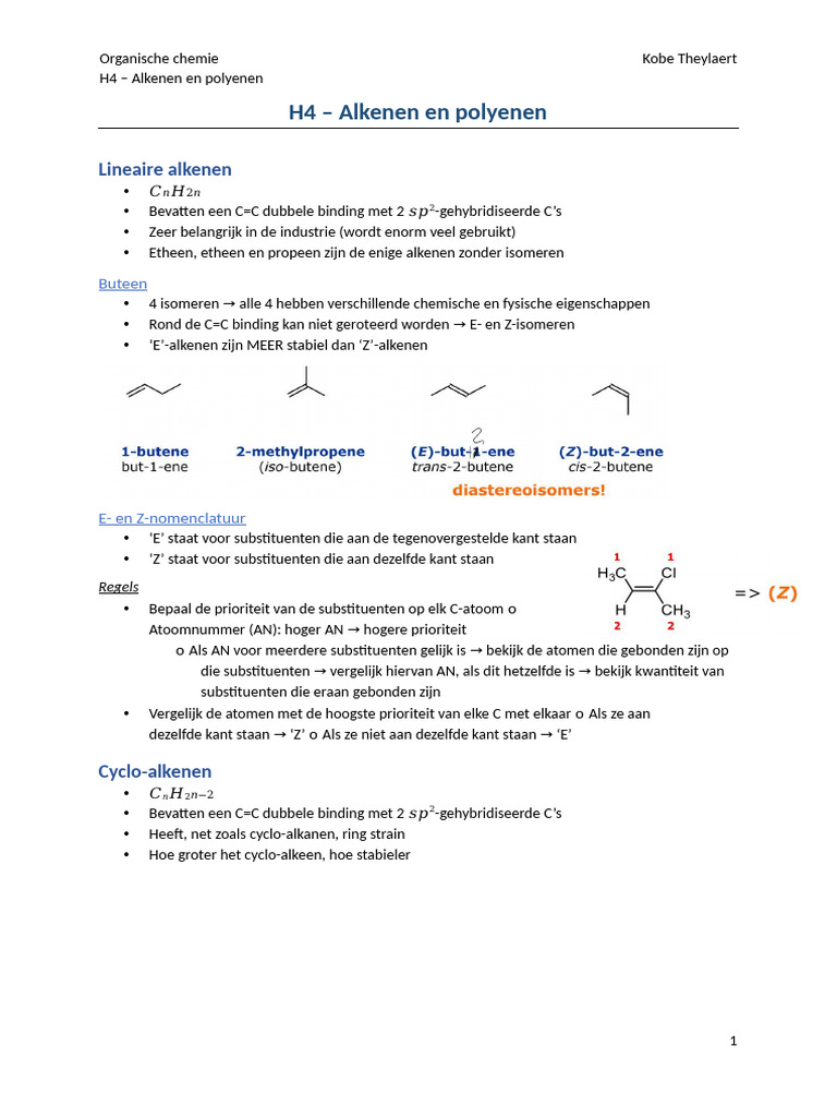 H4 - Alkenes and Polyenes | PDF
