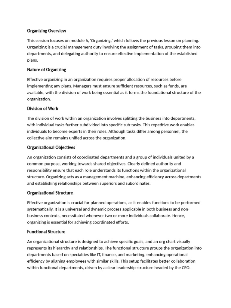 Organization and Management | PDF