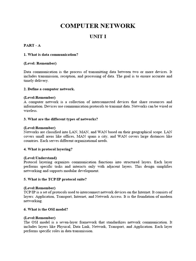 COMPUTER NETWORK PART A | PDF | Routing | Transmission Control Protocol