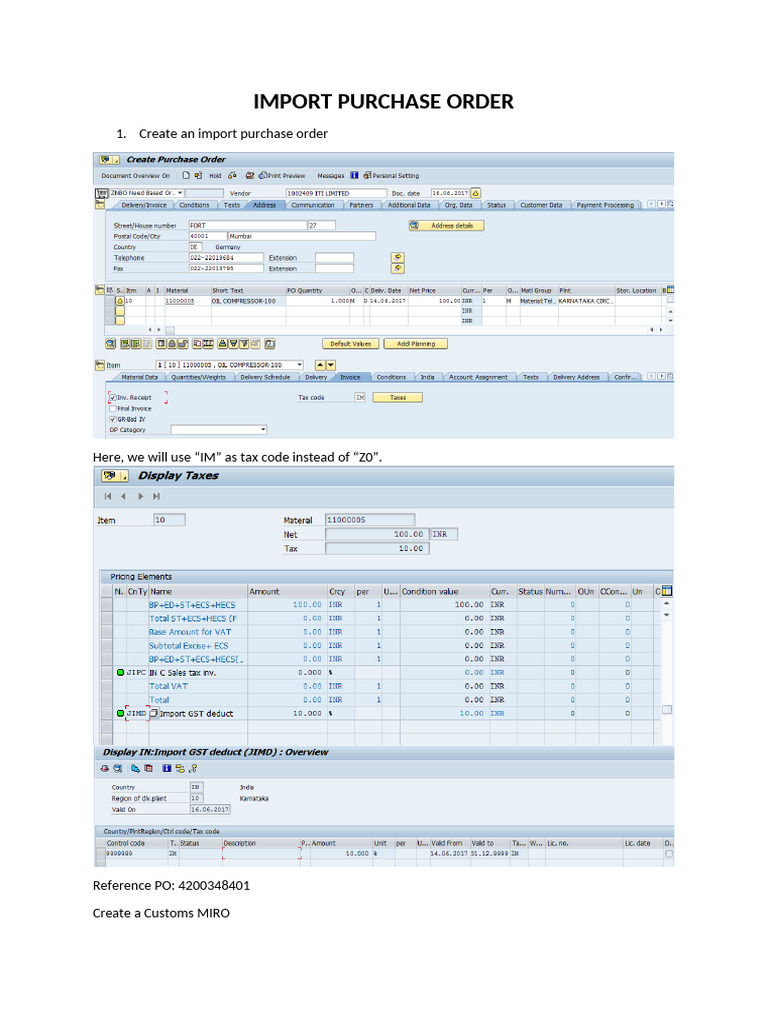 IMPORT Purchase Order | PDF