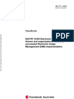 HB 177-2003 ISO TR 14105 Electronic Imaging - Human and Organizational For Successful Electronic Image Manage