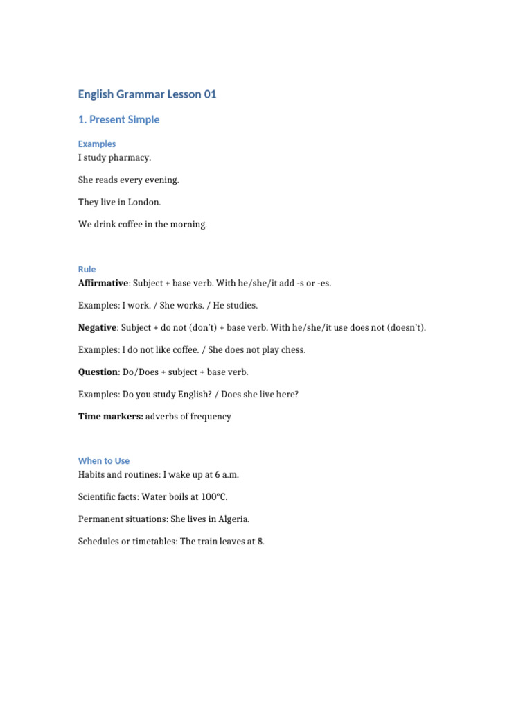 English Grammar Lesson | PDF