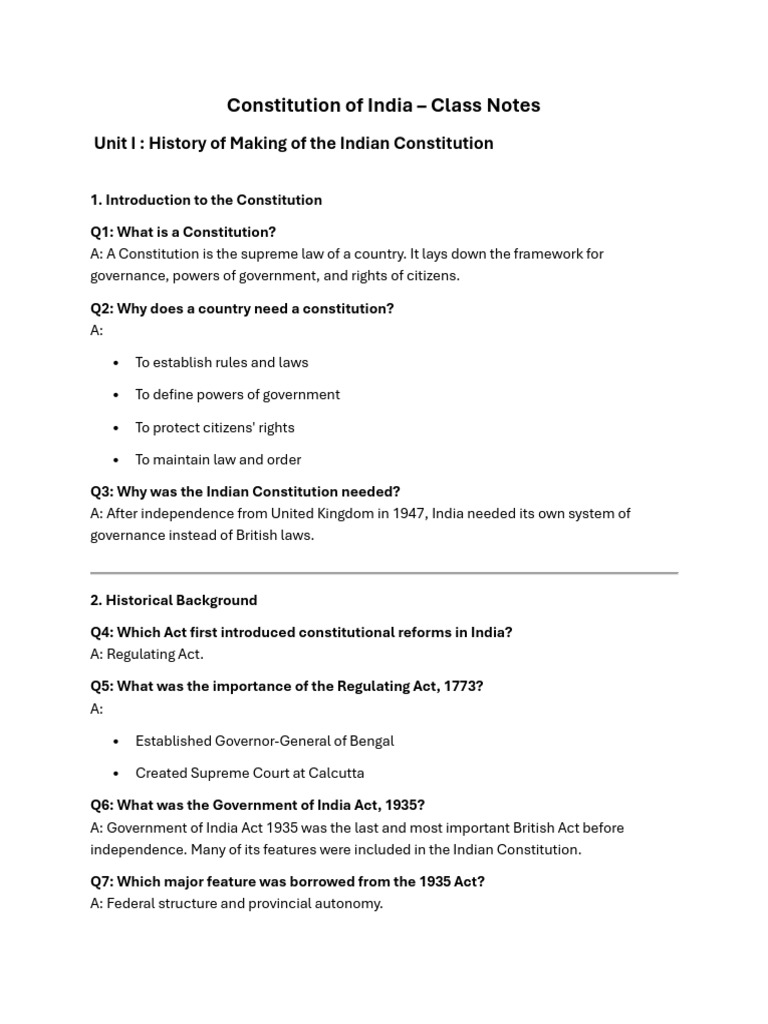Constitution of India Notews | PDF | Political Science | Legal Documents