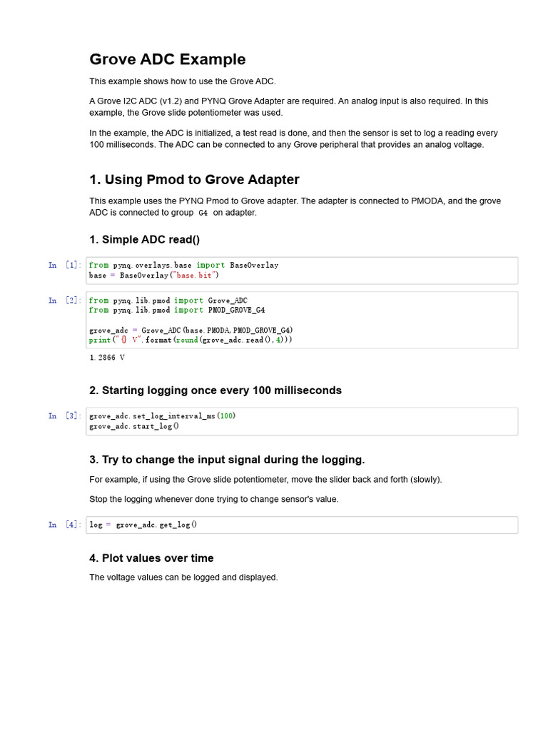 Pmod_grove_adc - Jupyter Notebook | PDF | Analog To Digital Converter ...