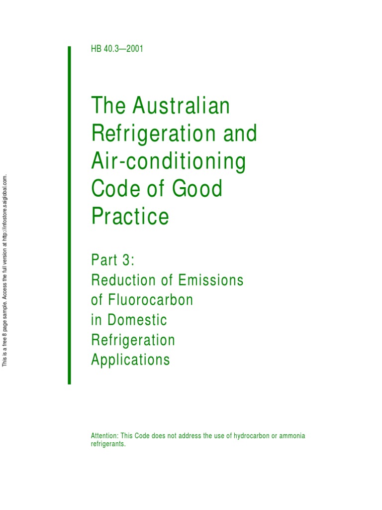 HB 40.32001 The Australian Refrigeration and AirConditioning Code of