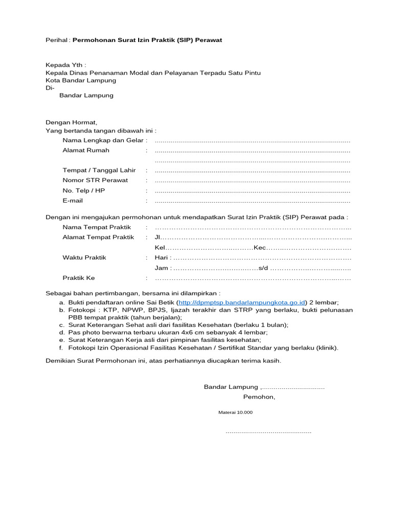 Form Sip Perawat | PDF