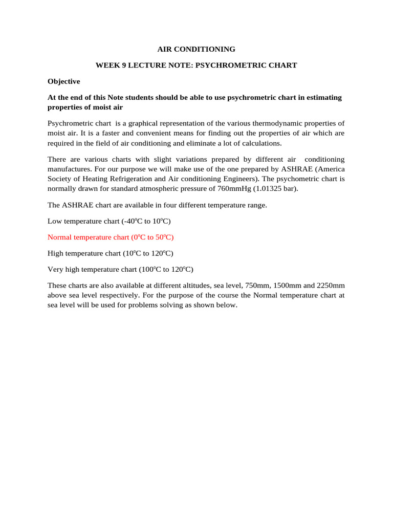 Week 9 - Use of Psychrometric Chart | PDF | Humidity | Physical Sciences