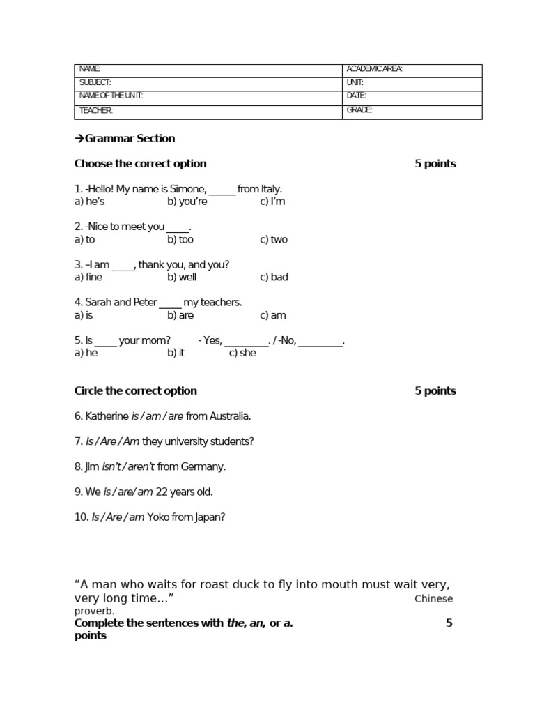 Elementary Test Tests 29713 | PDF