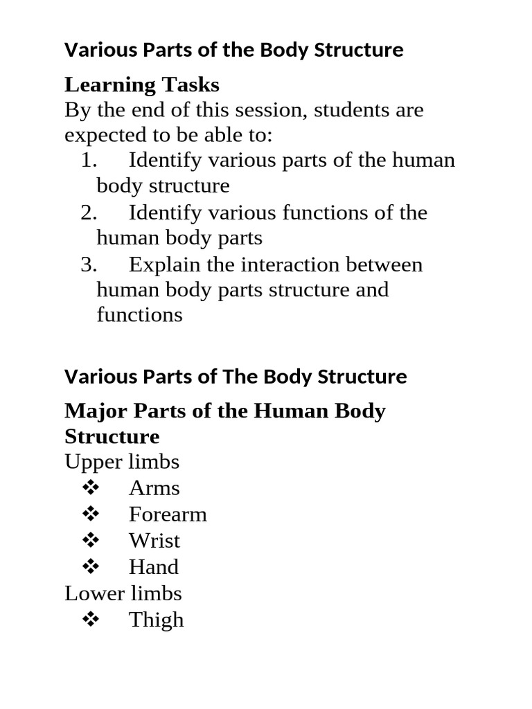 Parts of the body | PDF
