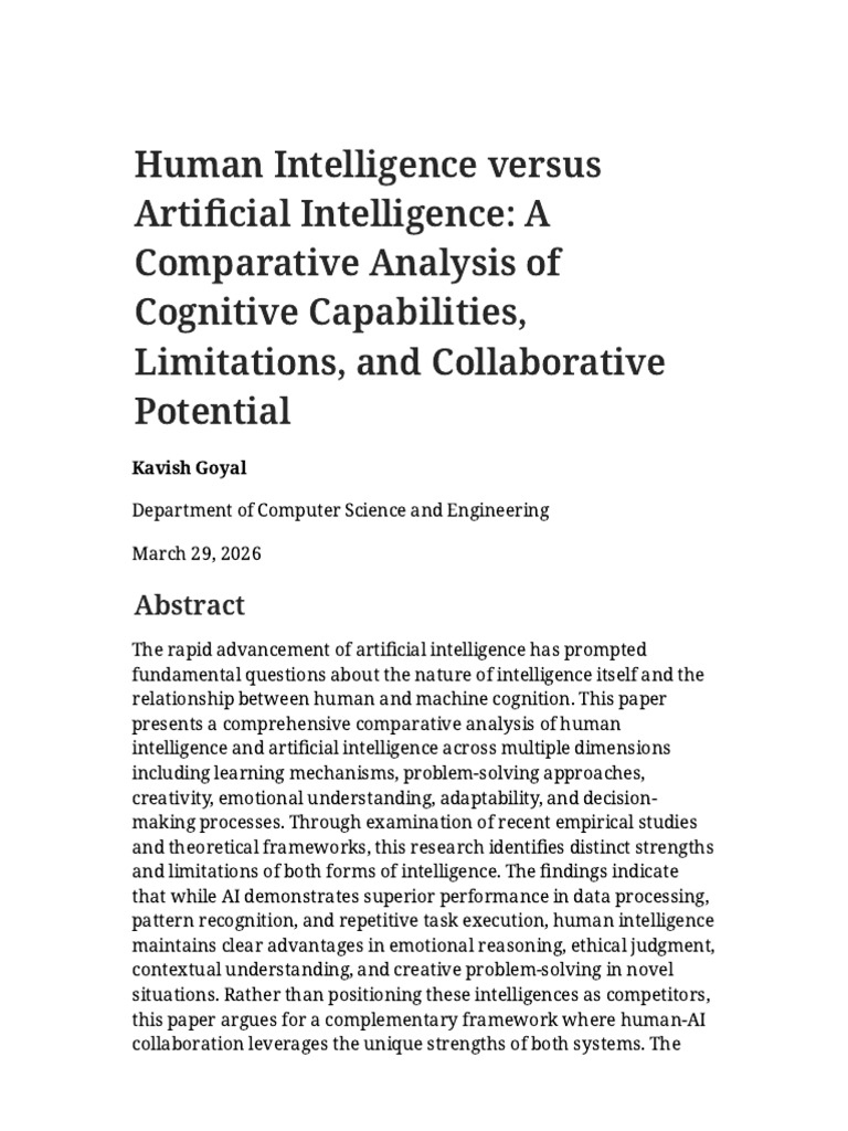 Human Intelligence Versus AI | PDF | Artificial Intelligence ...