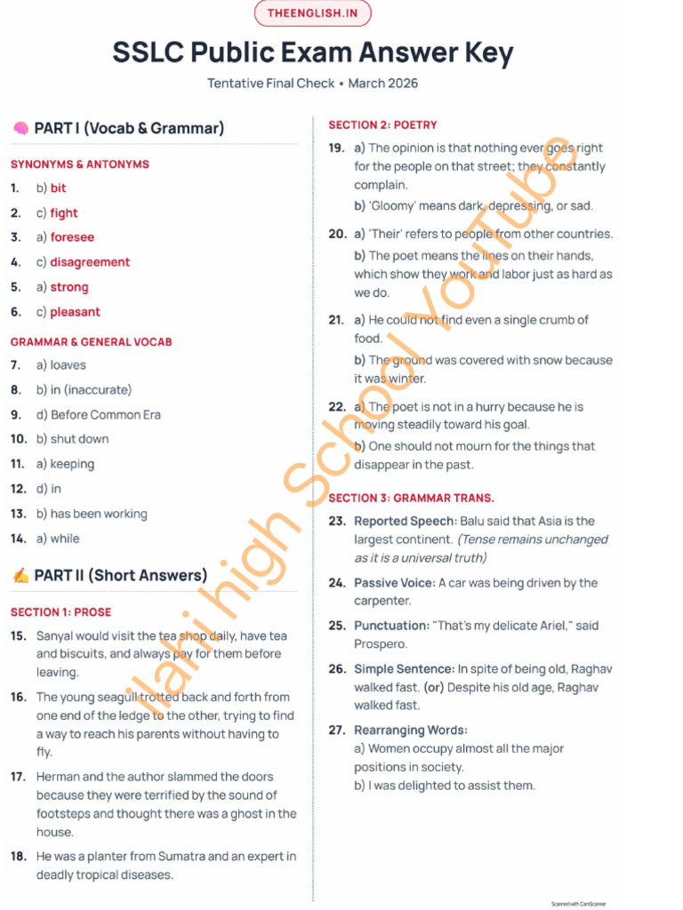 Sslc Public Exam -2026 (1) | PDF