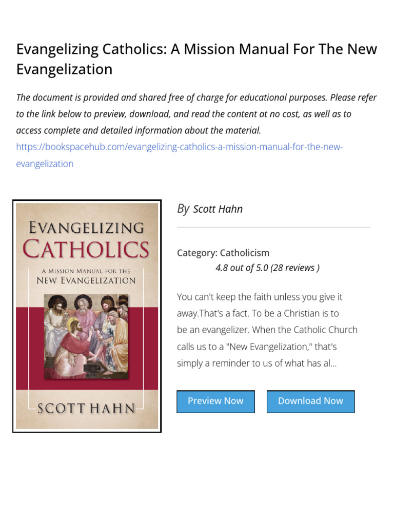 Evangelizing Catholics A Mission Manual For The New Evangelization | PDF