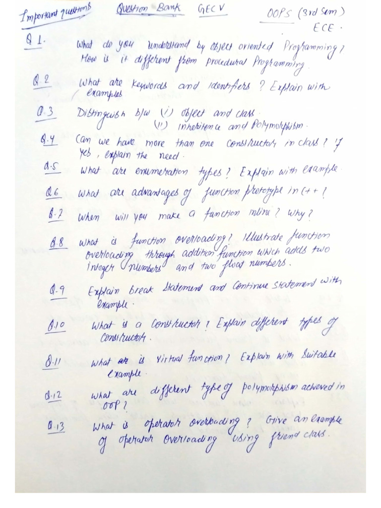 Oops End Sem Important Question (1) | PDF