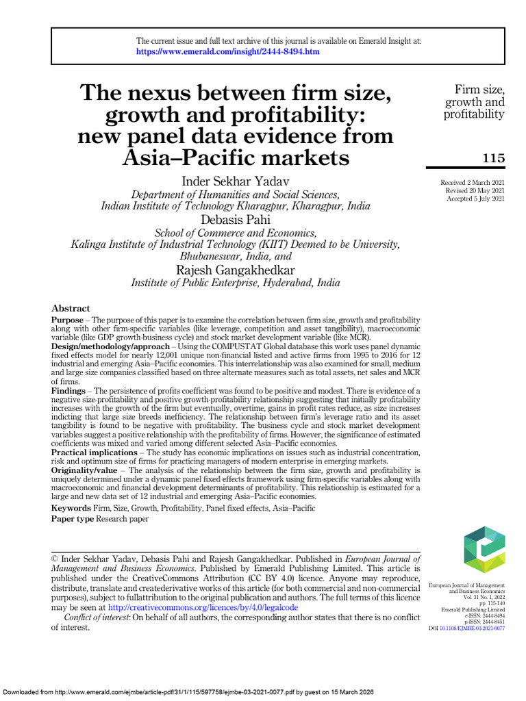 The Nexus Between Firm Size | PDF | Debt | Loans
