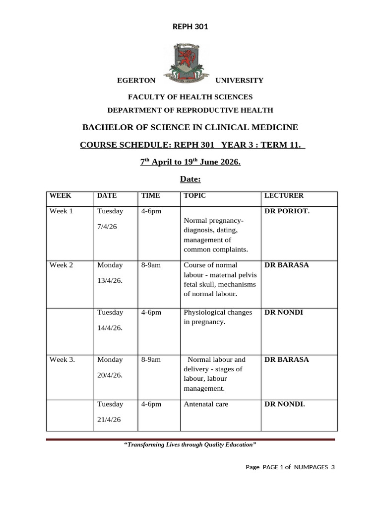 Bsc y3 Term 2 Reph 301-1 | PDF | Childbirth | Postpartum Period