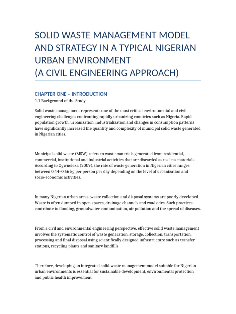 Improved Civil Engineering Solid Waste Project (1) | PDF | Waste ...