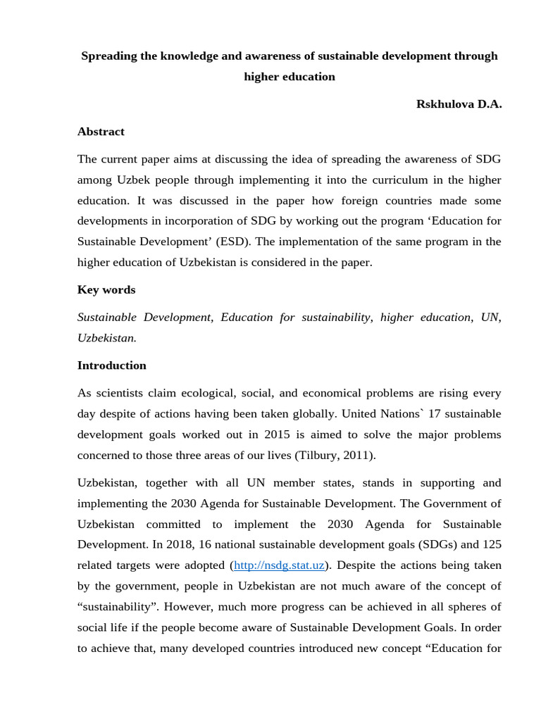 Article - Sustainable Education | PDF | Sustainable Development ...