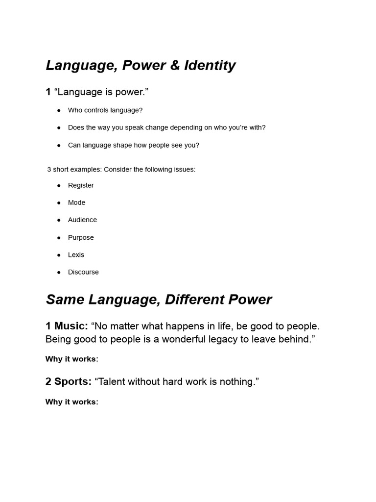 Language, Power & Identity | PDF