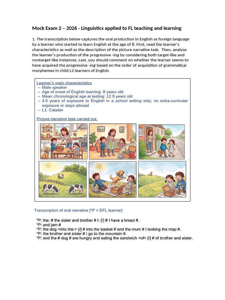 Mock Exam 2 - LSLA 2026 | PDF | English Language | Psycholinguistics
