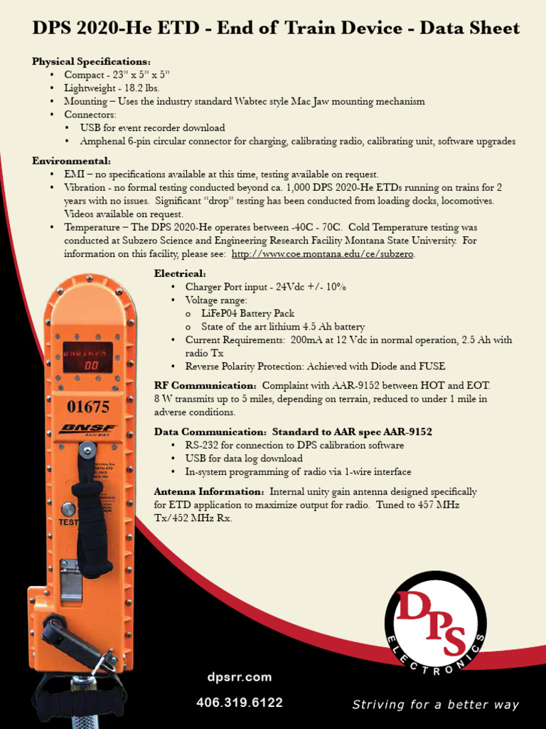 Dps 2020-He Etd Data Sheet | PDF