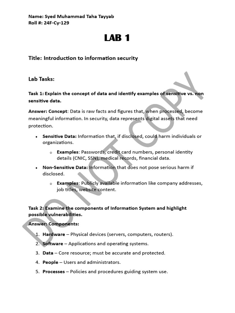 LAB 1 IS (sample) | PDF | Security | Computer Security