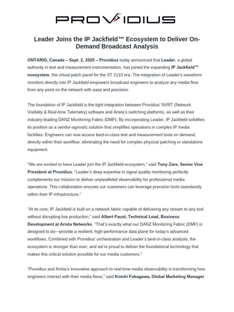250902-Providius-Leader Joins IP Jackfield | PDF | Computing ...