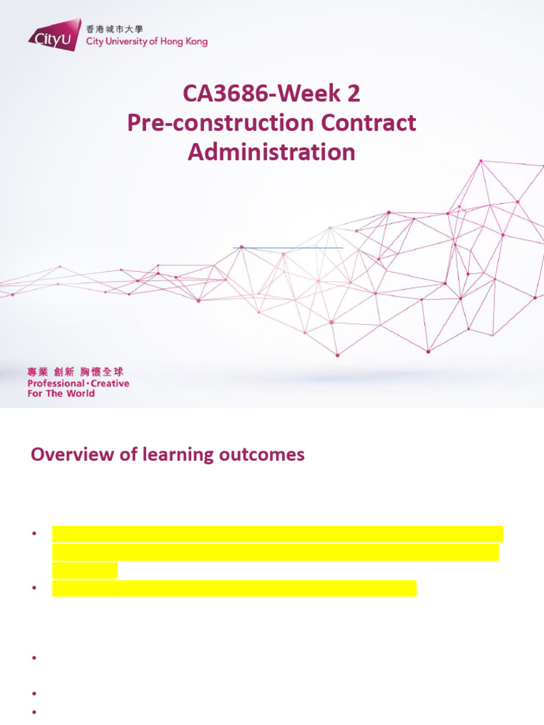 CA3686 Week 2 Pre Construction Contract Administration LC | PDF ...