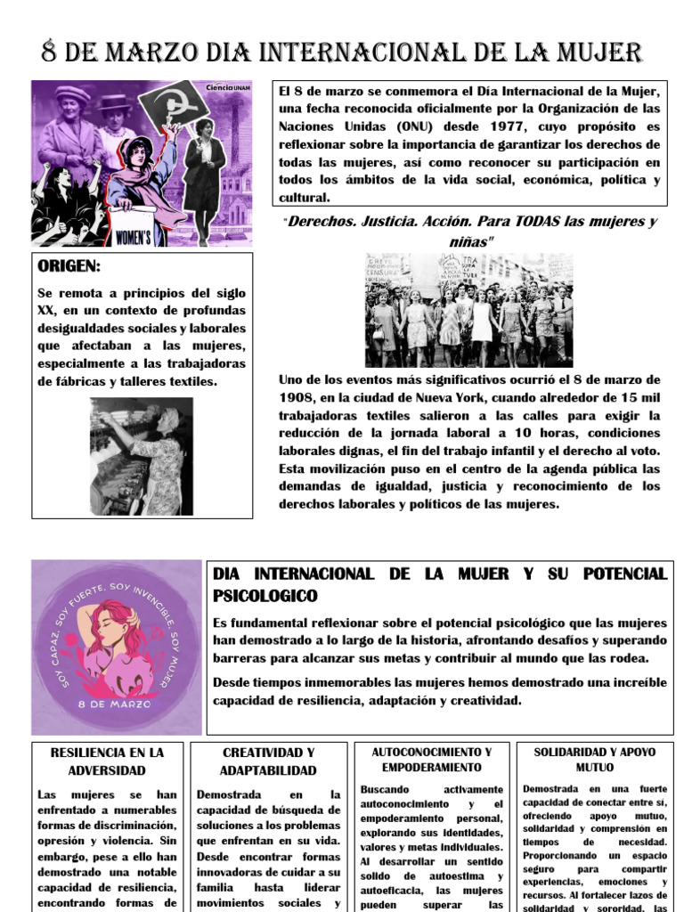8 DE MARZO DIA INTERNACIONAL DE LA MUJER | PDF | Las emociones | Mente
