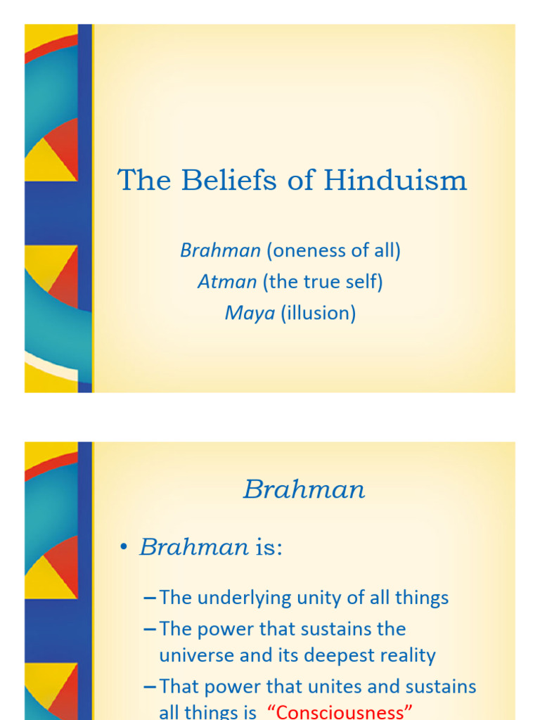 The Beliefs of Hinduism Brahman Atman Maya PP | PDF | Brahman | Ātman ...