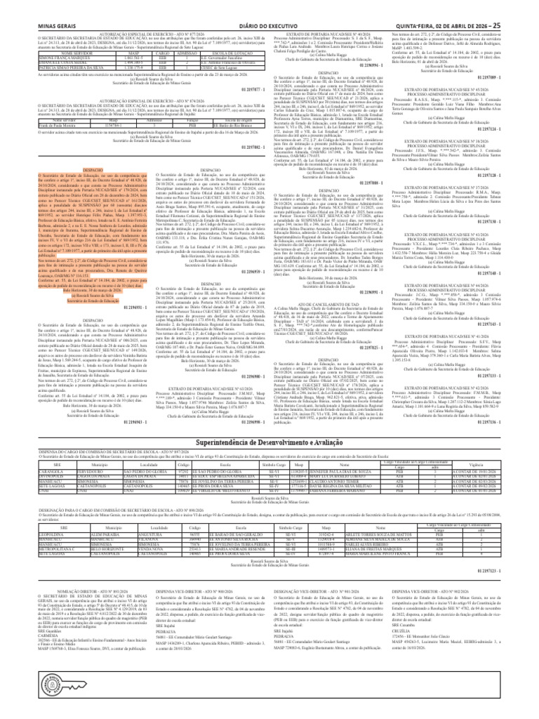 Diário Do Executivo 2026-04-02 | PDF | Secretário de Estado