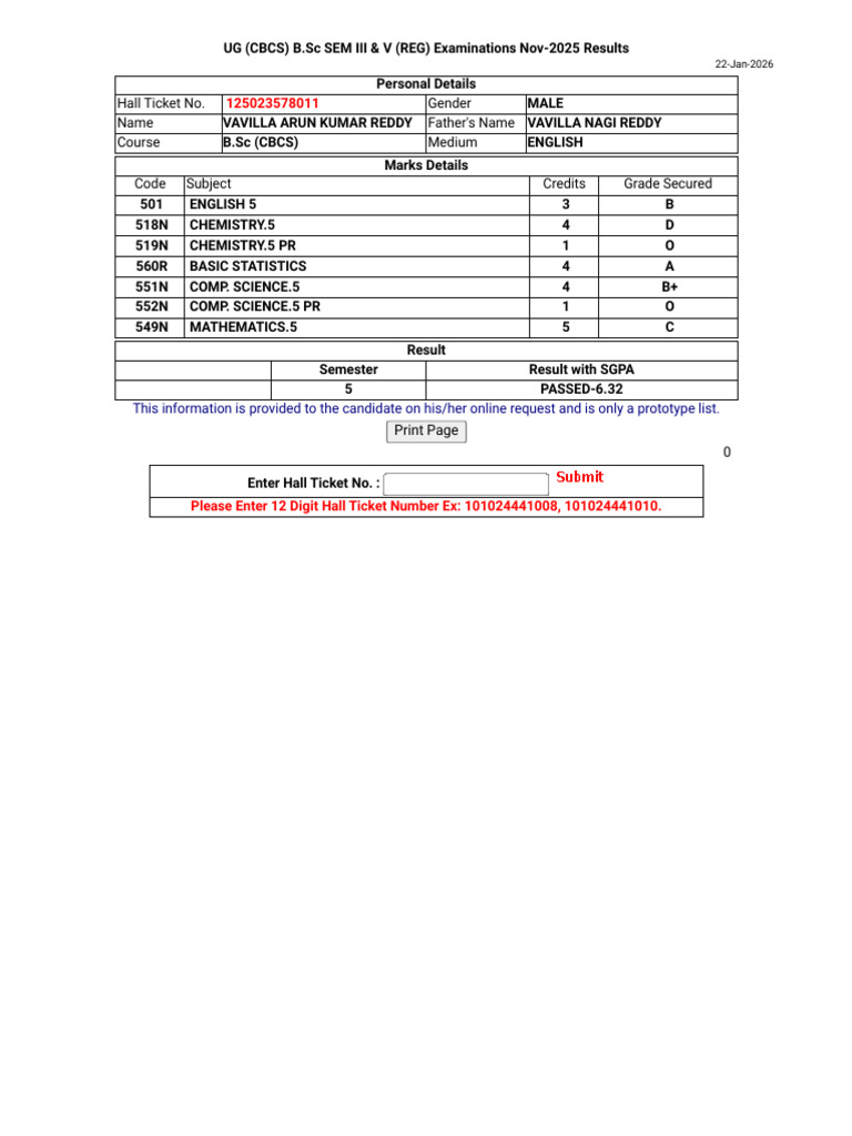 5 Sem Result | PDF