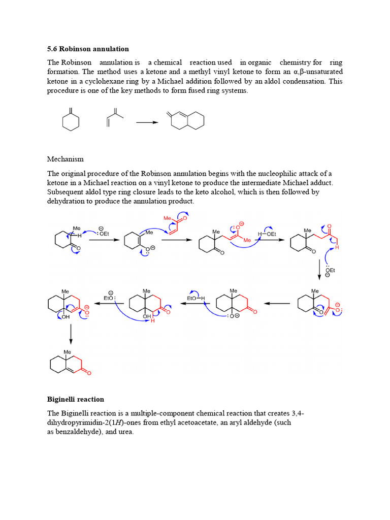 5.6 Robinson Annulation, Biginelli Reaction | PDF